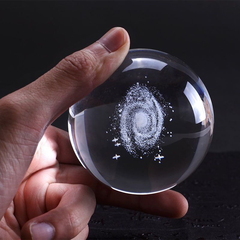 6 cm Lasergravert 3d Galaxy Krystallkule Kvartsglass Hjemmetilbehør Astronomi Miniatyrgaver