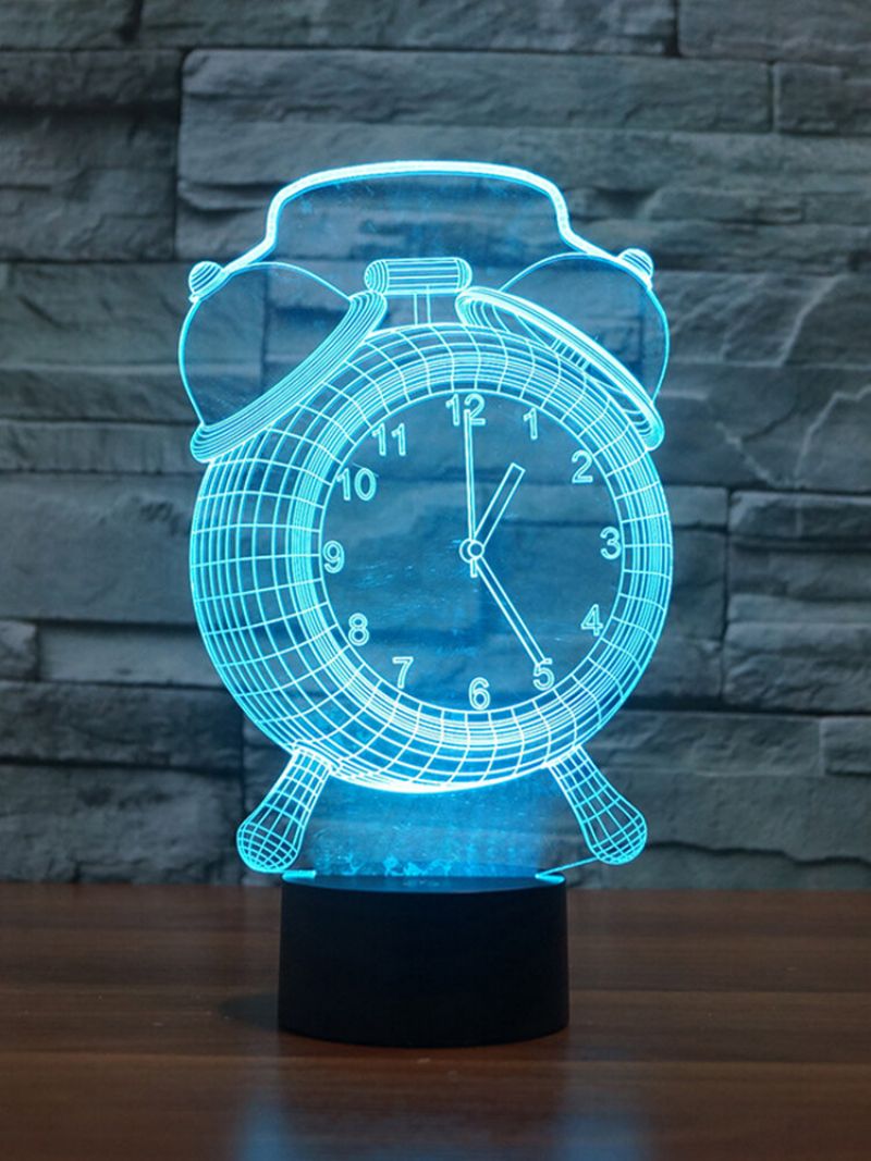 Alarmklokkelampe 3d Visuell Led Nattlys Usb Lading Soverom Home Decor