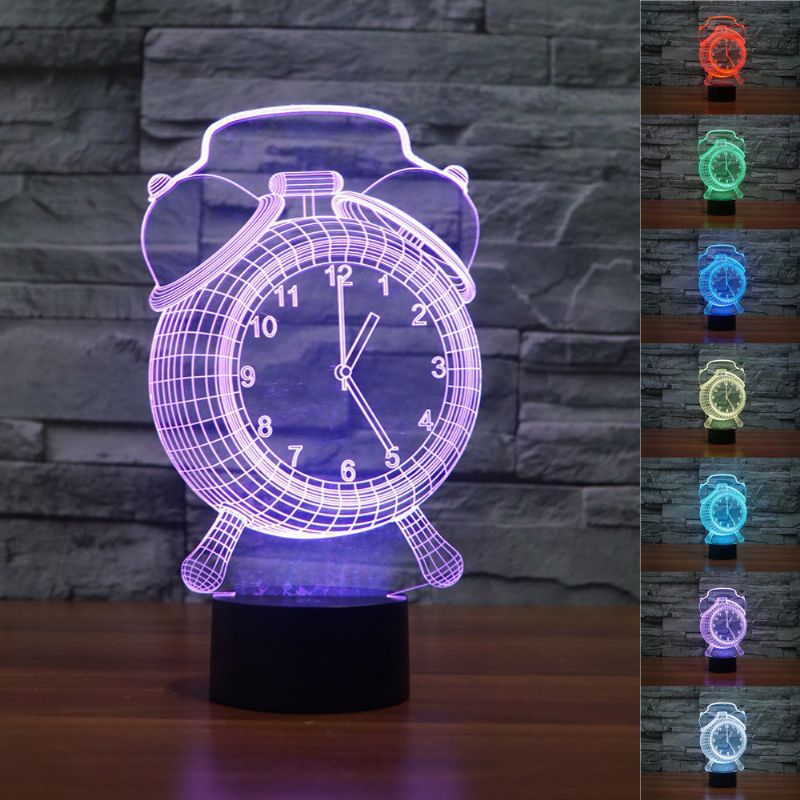 Alarmklokkelampe 3d Visuell Led Nattlys Usb Lading Soverom Home Decor