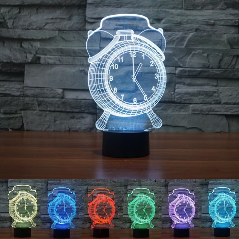 Alarmklokkelampe 3d Visuell Led Nattlys Usb Lading Soverom Home Decor