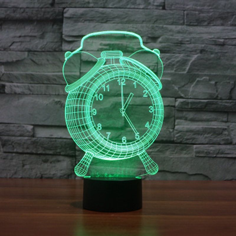 Alarmklokkelampe 3d Visuell Led Nattlys Usb Lading Soverom Home Decor