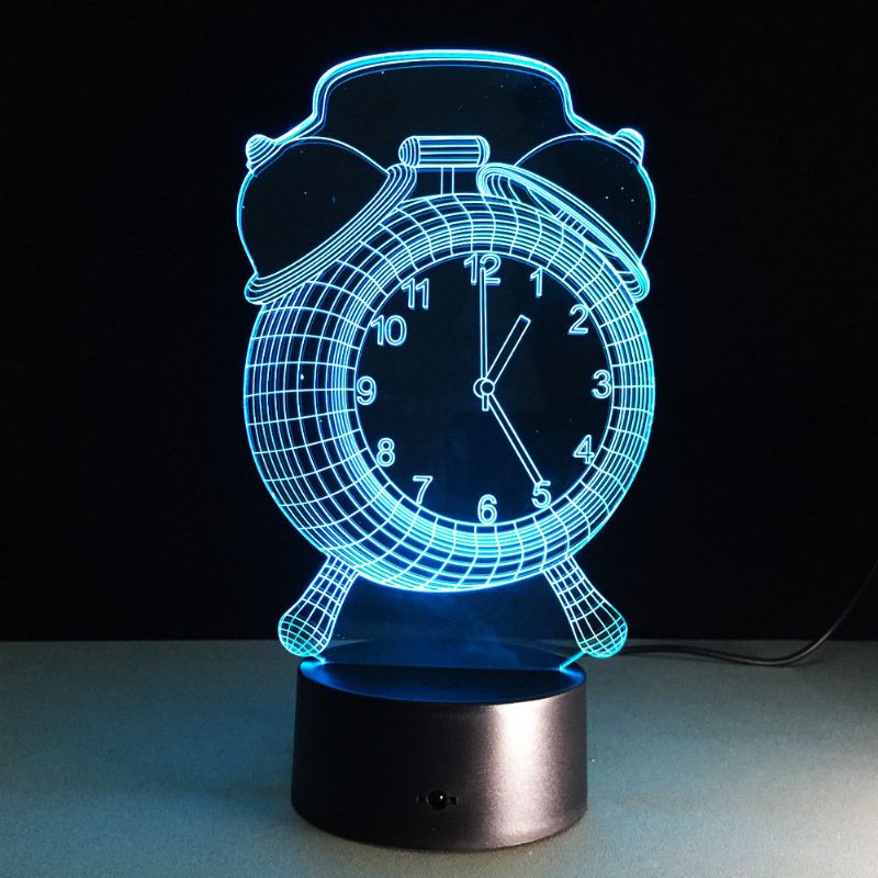 Alarmklokkelampe 3d Visuell Led Nattlys Usb Lading Soverom Home Decor