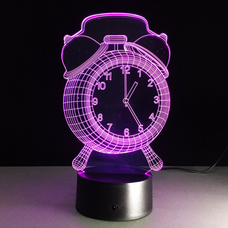 Alarmklokkelampe 3d Visuell Led Nattlys Usb Lading Soverom Home Decor