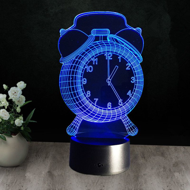 Alarmklokkelampe 3d Visuell Led Nattlys Usb Lading Soverom Home Decor