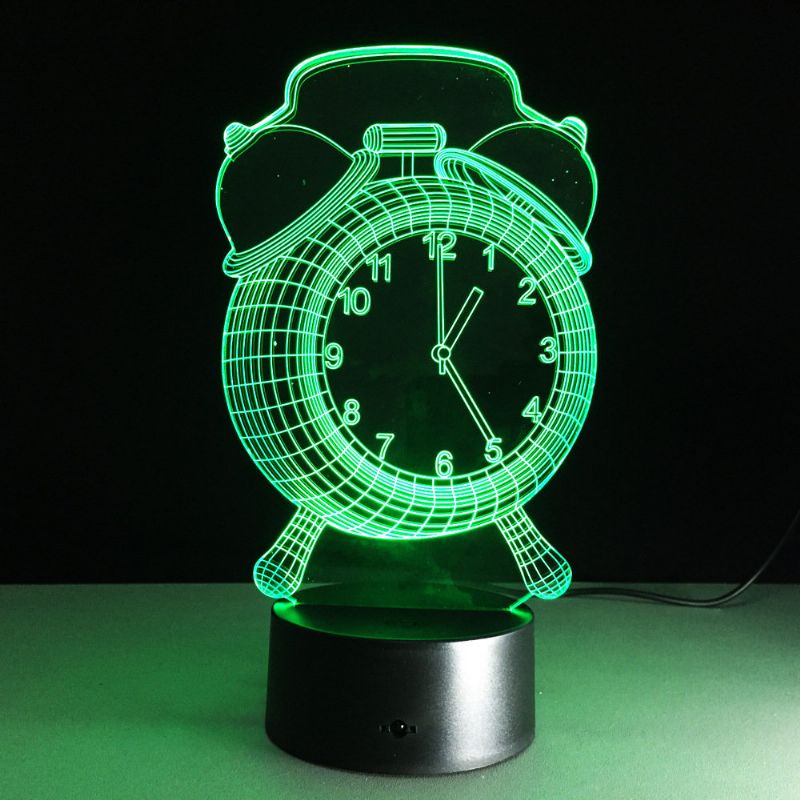 Alarmklokkelampe 3d Visuell Led Nattlys Usb Lading Soverom Home Decor