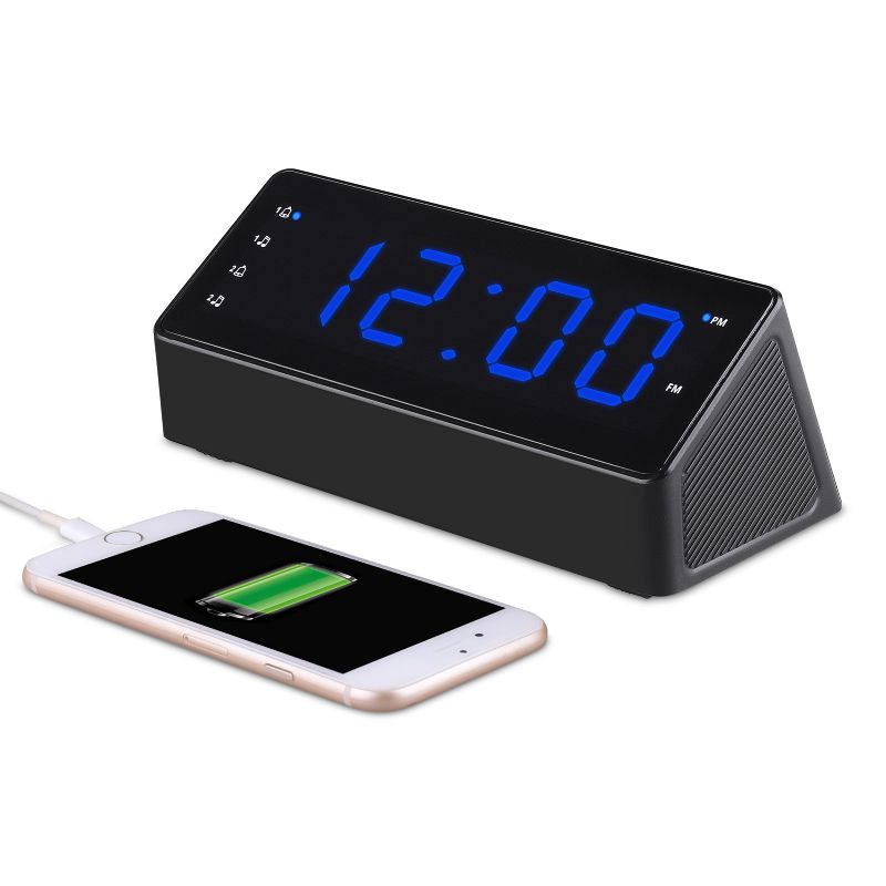 Alarmklokkeradio 1.2 Tommers Led-skjerm Fm Musikk Sleep Timer Snooze 2 Usb Lading Smarttelefon Strømforsyning Klokkeradiohøyttaler