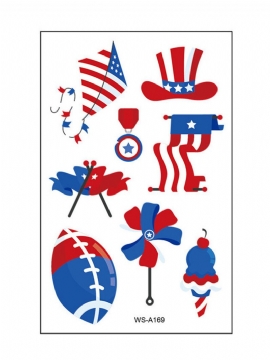 American Flag Tattoo Stickers Back Tie Knot Strømper Independence Day Party Rekvisitter Vanntette Klistremerker