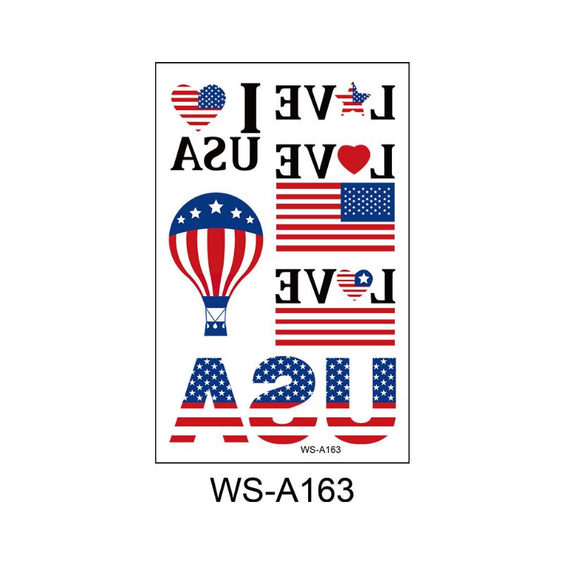 American Flag Tattoo Stickers Back Tie Knot Strømper Independence Day Party Rekvisitter Vanntette Klistremerker