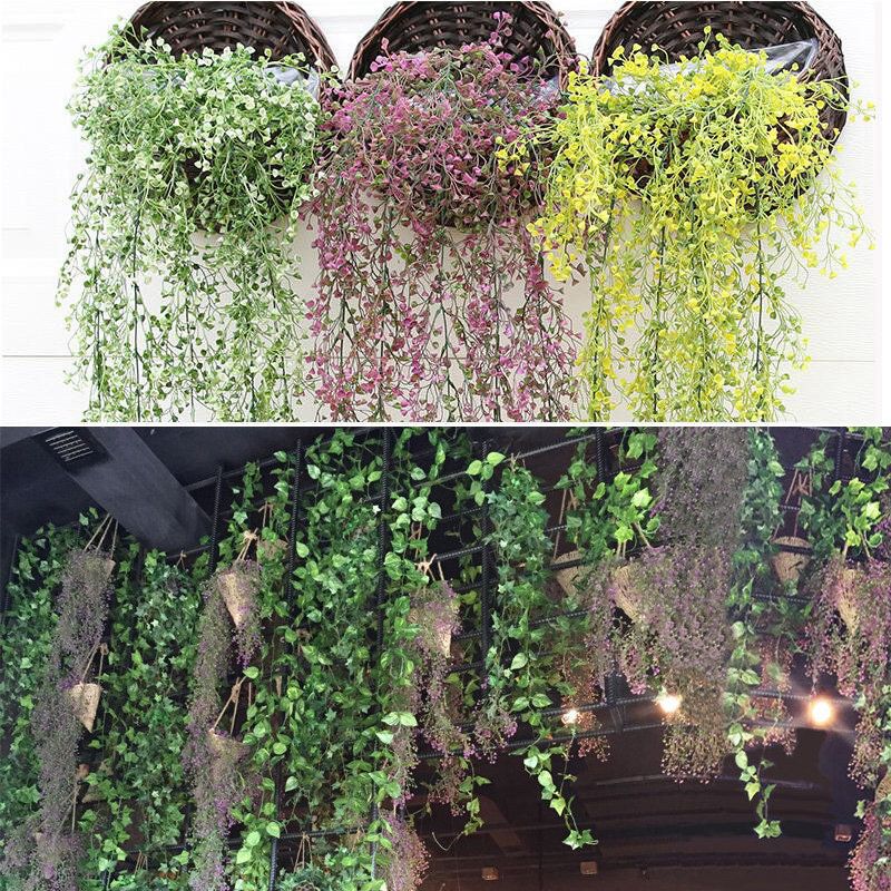 Artificial Weeping Willow Ivy Vine Fake Plants Utendørs Innendørs Vegghengende Home Decor