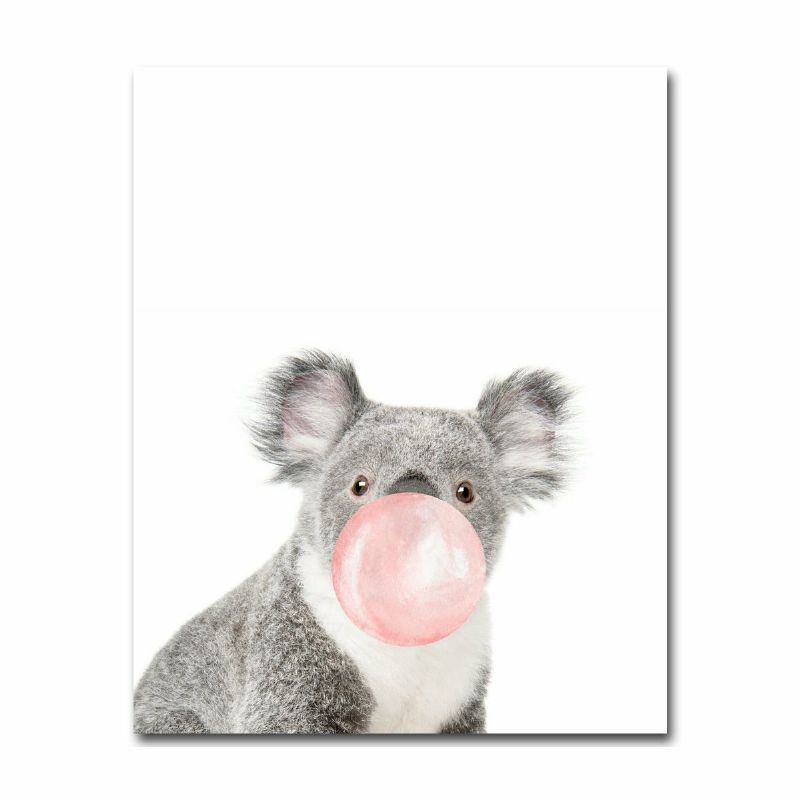 Aussie Stil Morsom Koalabjørn Sebra Lerretsplakat Barnehageveggkunsttrykk Babyromsdekorasjon