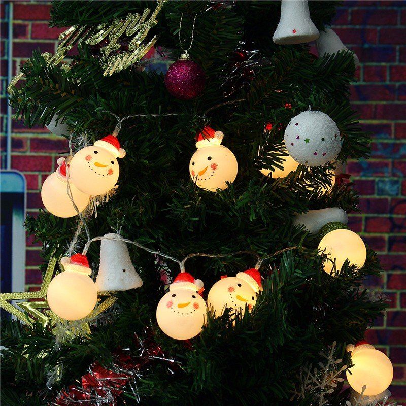 Batteridrevet 1.2m 10led Snowman String Fairy Light Christmas Xmas Tree Lamp Dekor