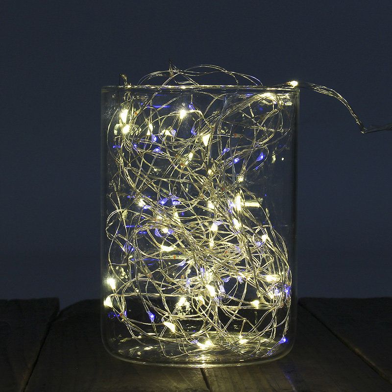 Batteridrevet 12m 120led Ip65 Sliver Wire String Light Vinflaskelampe For Julefest Hjemmeinnredning