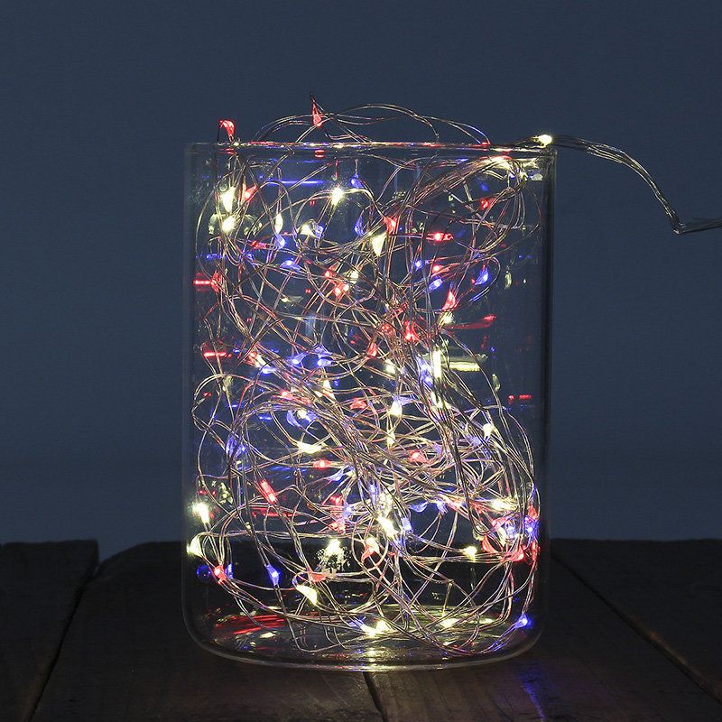 Batteridrevet 12m 120led Ip65 Sliver Wire String Light Vinflaskelampe For Julefest Hjemmeinnredning