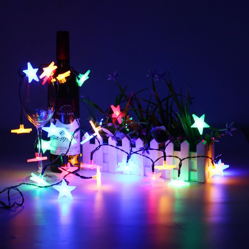 Batteridrevet 3.3 M 30 Led-lys Frostet Fem Stjerners Fairy String Light Julelampe For Bryllupsdekor