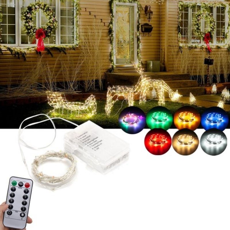 Batteridrevet 5m 50leds Vanntett Fairy String Light Julefjernkontroll Hjemmeinnredning