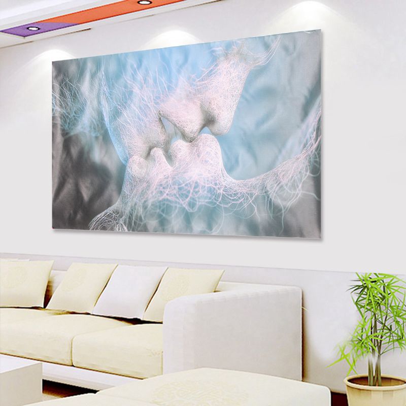 Blue Love Kiss Abstrakt Kunst Lerretsmaleri Veggkunst Bildetrykk Home Decor