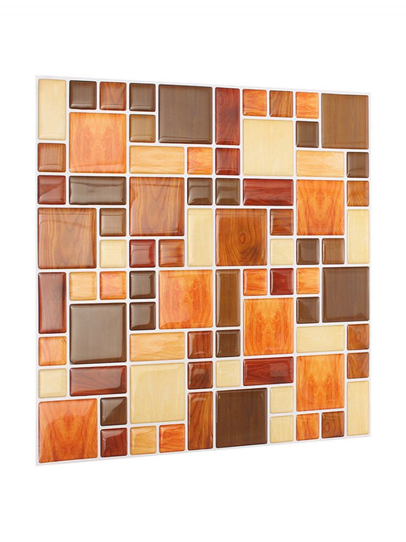 Brun Creative 3d Mosaic Wall Stickers Backsplash Flis Tapet Hjem Baderom Kjøkken Innredning