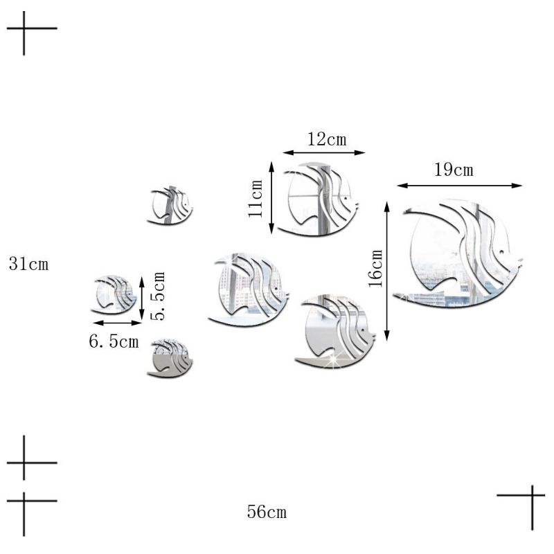Bubble Fish-veggklistremerke Ocean Fish Mirror-klistremerke Selvklebende Akrylspeil-veggklistremerke Passer Til Barnerommet I Barnehagen
