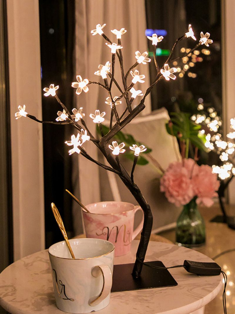 Cherry Blossom Tree Lampe Led Bordlampe Innendørs Kunstig Dekorasjon Opplyst Tre Til Soveromsfest Bryllupskontor
