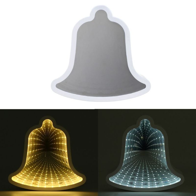 Creative Cute Bell Mirror Lamp Led Tunnel Nattlys For Kid Gift Atmosphere Light White/varm White