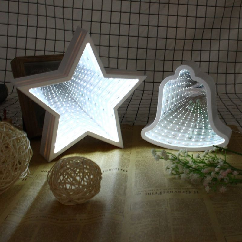 Creative Cute Star Mirror Lamp Led Tunnel Night Light For Kid Gift Atmosphere White/varm White