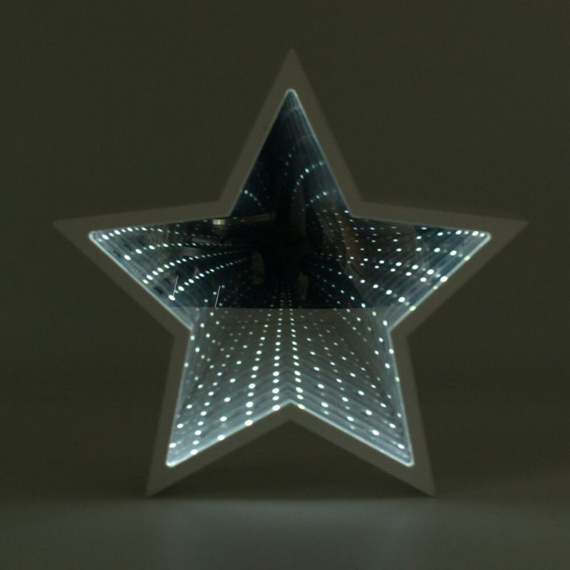 Creative Cute Star Mirror Lamp Led Tunnel Night Light For Kid Gift Atmosphere White/varm White