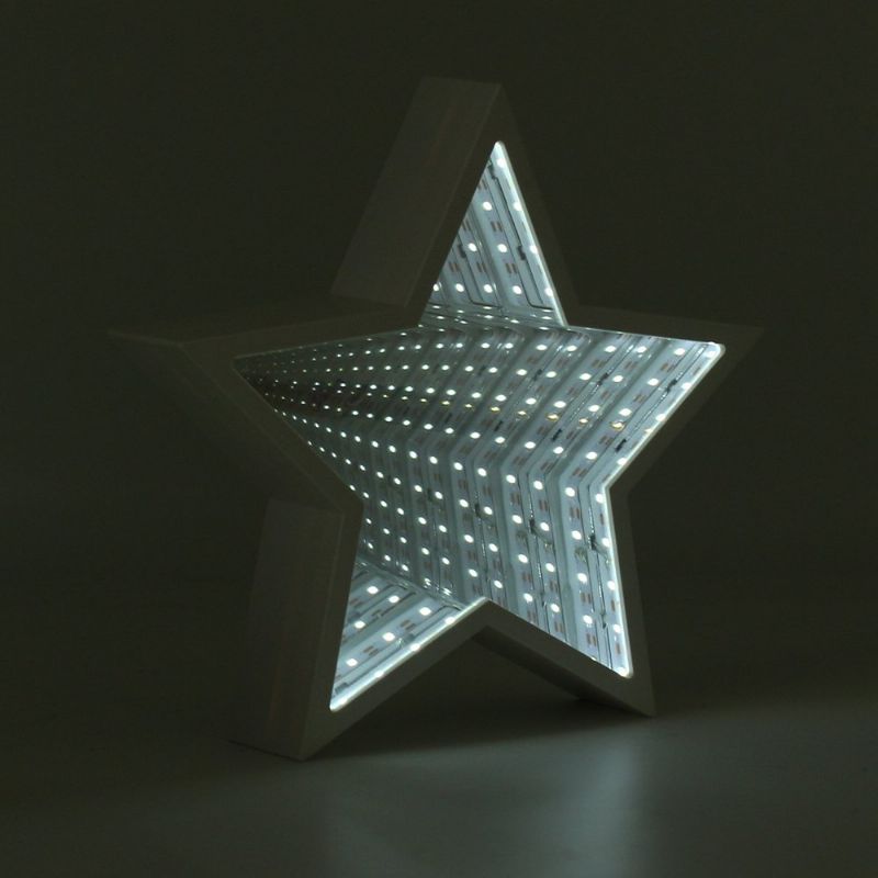 Creative Cute Star Mirror Lamp Led Tunnel Night Light For Kid Gift Atmosphere White/varm White