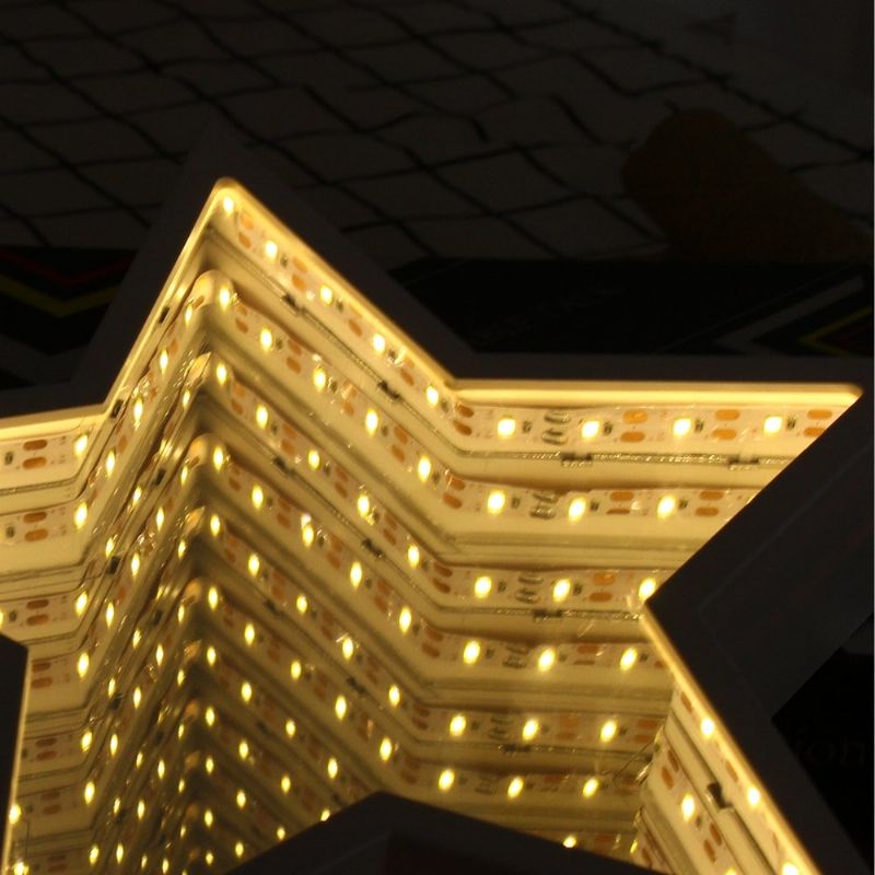 Creative Cute Star Mirror Lamp Led Tunnel Night Light For Kid Gift Atmosphere White/varm White