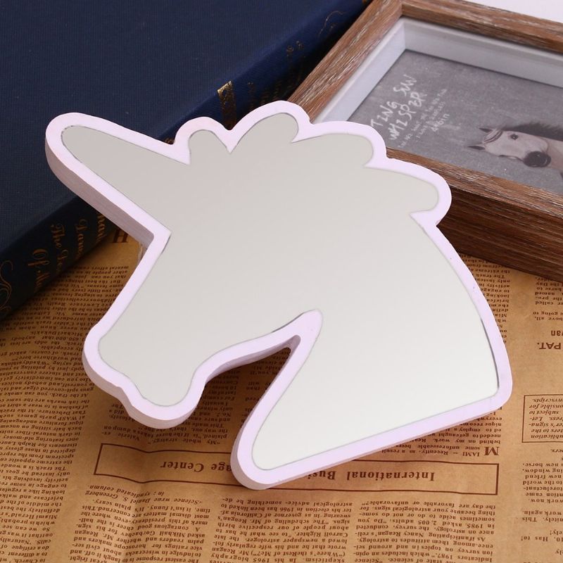 Creative Cute Unicorn Mirror Lamp Led Tunnel Nattlys For Kid Atmosphere Light White/varm White