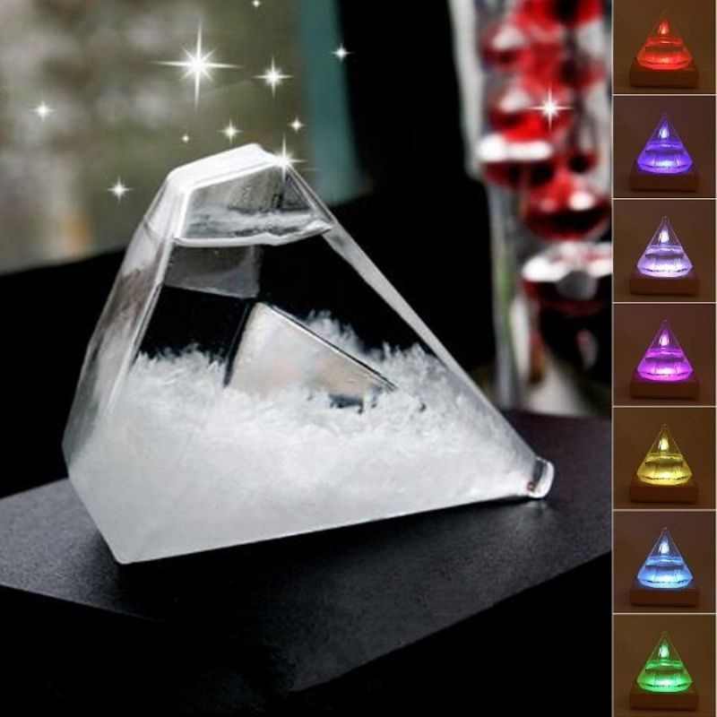 Creative Diamond Shape Storm Glass Med Led Base Novel Weather Forecast Home Decor