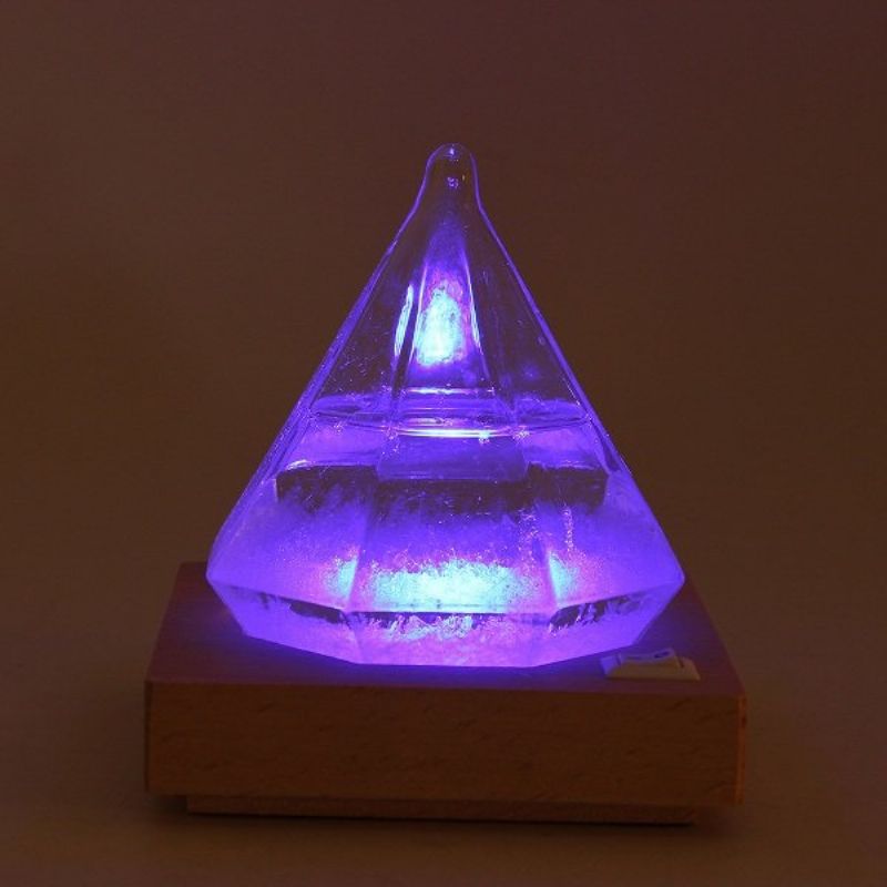 Creative Diamond Shape Storm Glass Med Led Base Novel Weather Forecast Home Decor