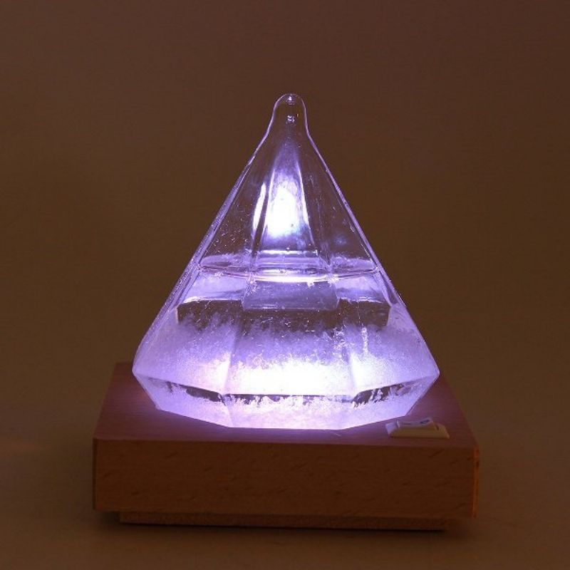 Creative Diamond Shape Storm Glass Med Led Base Novel Weather Forecast Home Decor