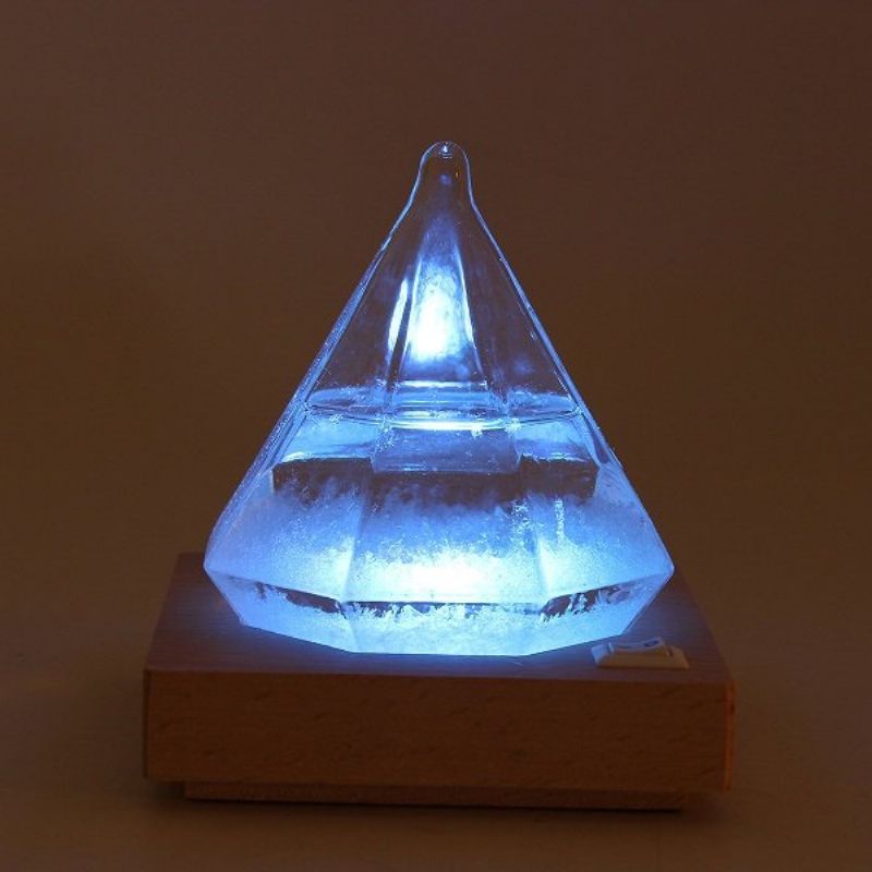 Creative Diamond Shape Storm Glass Med Led Base Novel Weather Forecast Home Decor