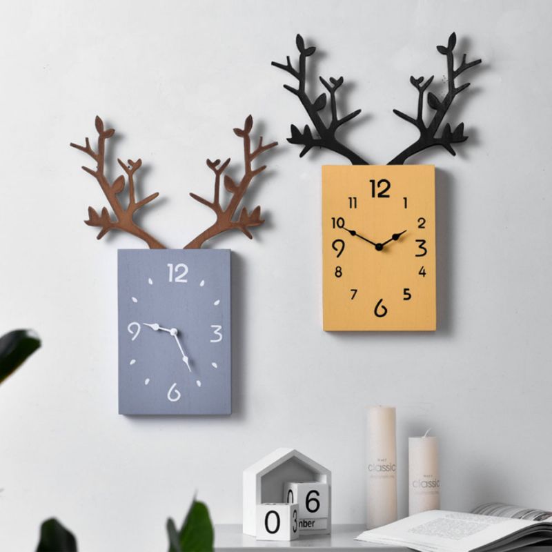 Creative Ins Antler Clock Nordisk Dekorasjon Vegghengende Klokke Med Lydløs Bevegelse Til Stuekontor