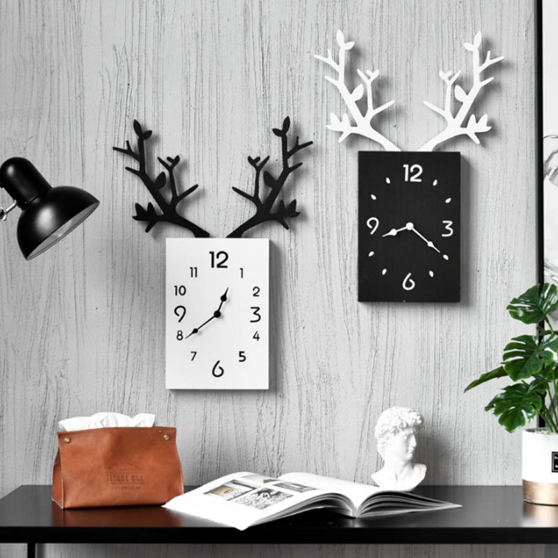 Creative Ins Antler Clock Nordisk Dekorasjon Vegghengende Klokke Med Lydløs Bevegelse Til Stuekontor