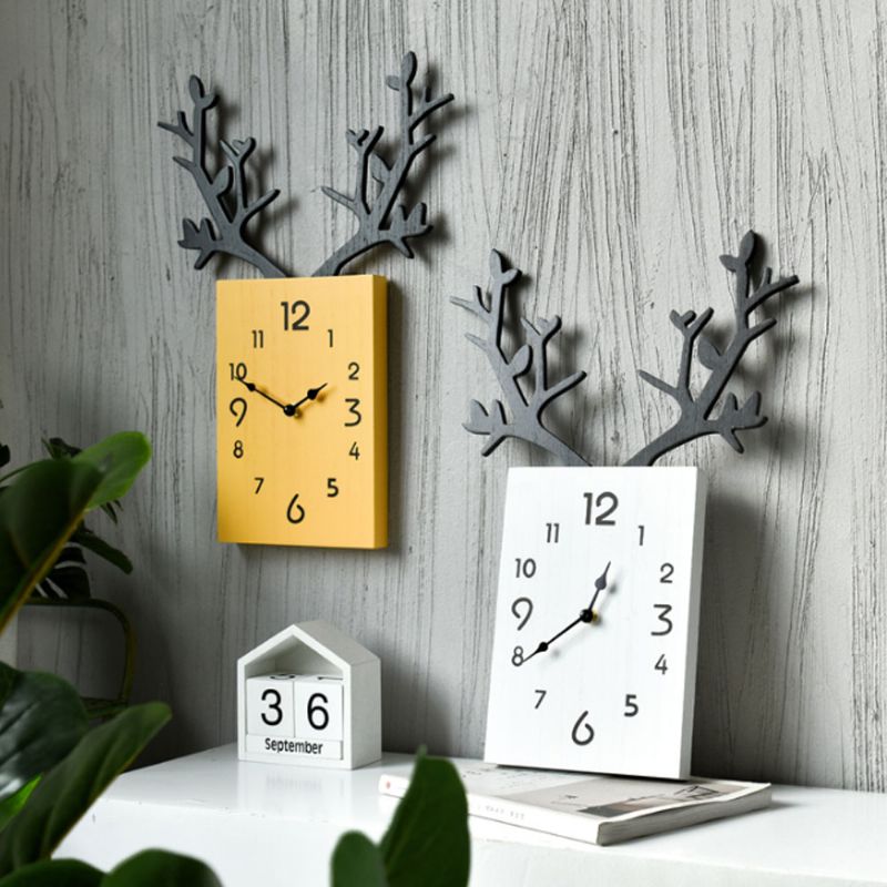 Creative Ins Antler Clock Nordisk Dekorasjon Vegghengende Klokke Med Lydløs Bevegelse Til Stuekontor