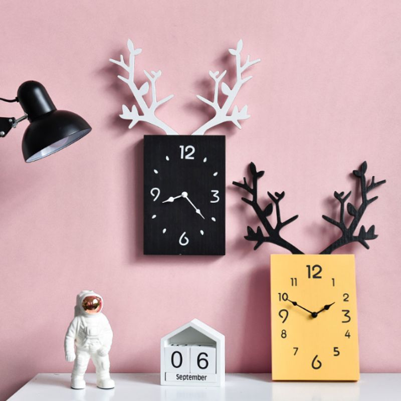 Creative Ins Antler Clock Nordisk Dekorasjon Vegghengende Klokke Med Lydløs Bevegelse Til Stuekontor