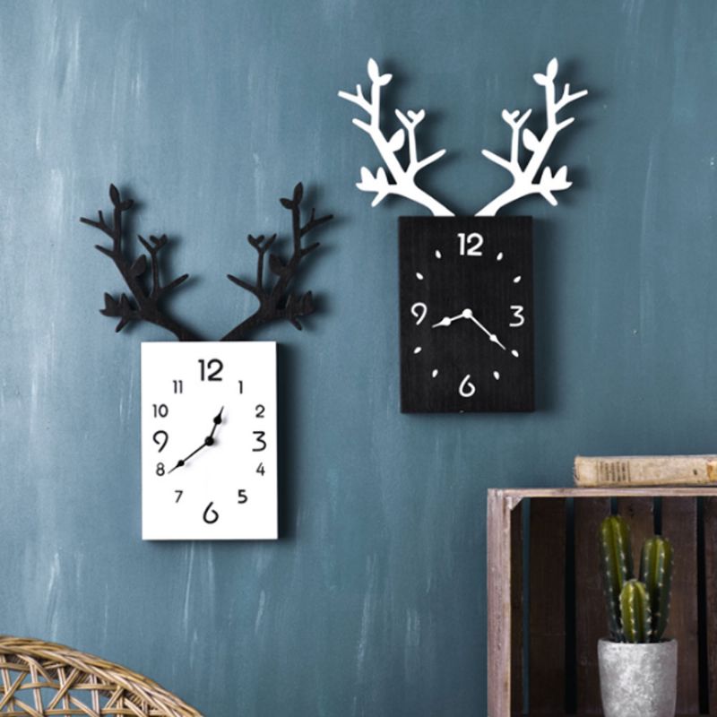 Creative Ins Antler Clock Nordisk Dekorasjon Vegghengende Klokke Med Lydløs Bevegelse Til Stuekontor