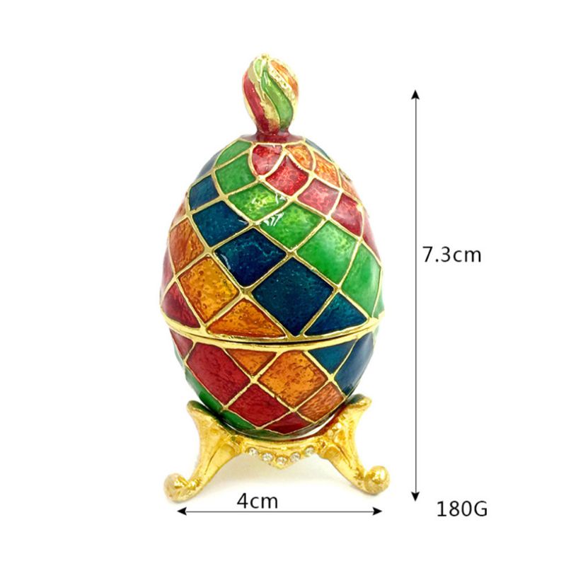 Delikat Emalje Fargerik Eggsmykkeskrin Håndarbeid Utsøkt Legering Håndlaget Dekorasjon Kreativ Gave