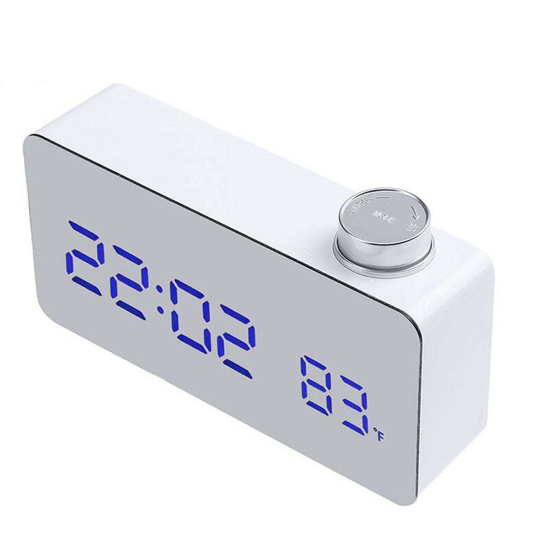 Digital Led-speilvekkerklokke 12h/24h Display Justerbar Luminans Snooze-funksjon