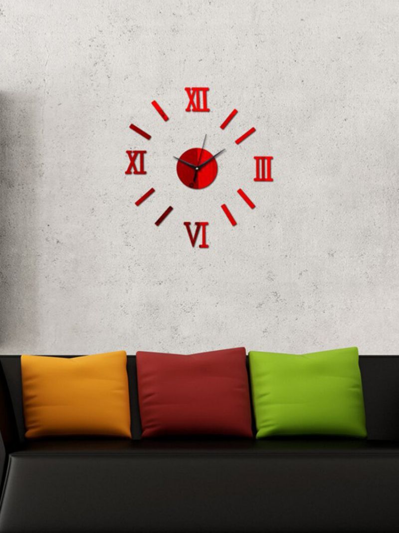 Diy Luksus 3d Speil Vegg Klokke Art Decor Sticker Mute Wall Clock