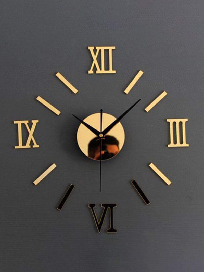 Diy Luksus 3d Speil Vegg Klokke Art Decor Sticker Mute Wall Clock