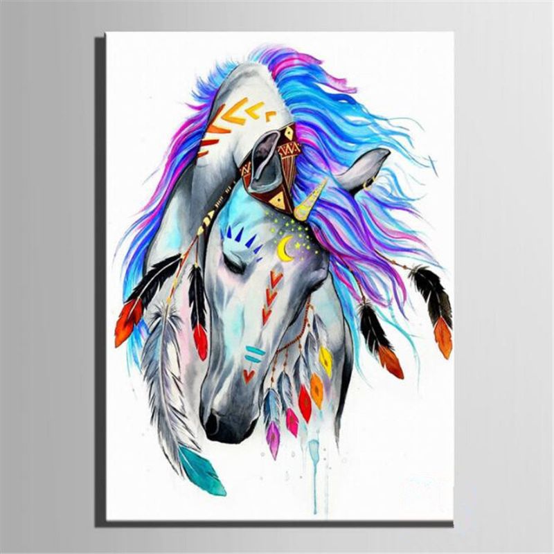 Diy Paint By Number Kit Oljemaleri Indian Horse Wall Art Home Decor Innrammet/rammeløs