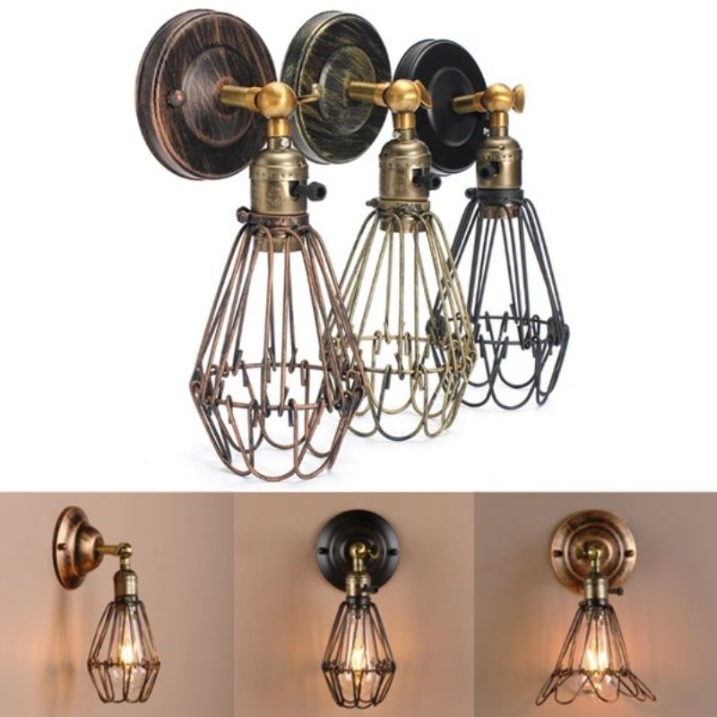 E27 Loft Metal Retro Vintage Rustikk Sconce Vegglampe Edison Lamp Pære Armatur