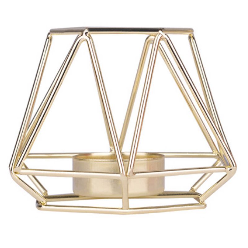 Elegant Golden Hollow Solid Metal Lysestake Minimalistisk Romantisk Rosa Candle Bord Tilbehør Dekorasjon