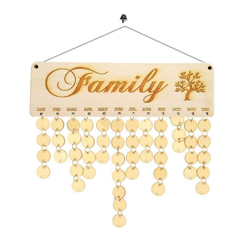 Familiebursdagsfeiring Påminnelse Treplakett Board Calendar Home Decoration