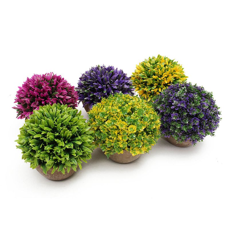 Fargerik Kunstig Topiary Tre Ball Planter Pot Hage Kontor Hjem Innendørs Dekor Blomst