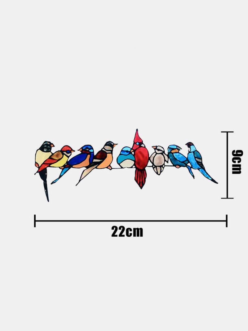Fargerike Flere Fugler Veggklistremerker I Glassvindu Tegneserieform Søt Gavebaket Hjemmeinnredning