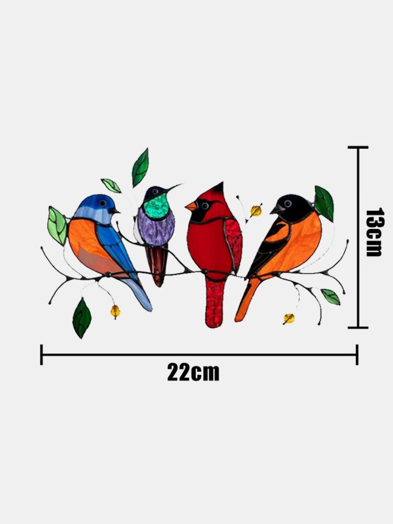 Fargerike Flere Fugler Veggklistremerker I Glassvindu Tegneserieform Søt Gavebaket Hjemmeinnredning