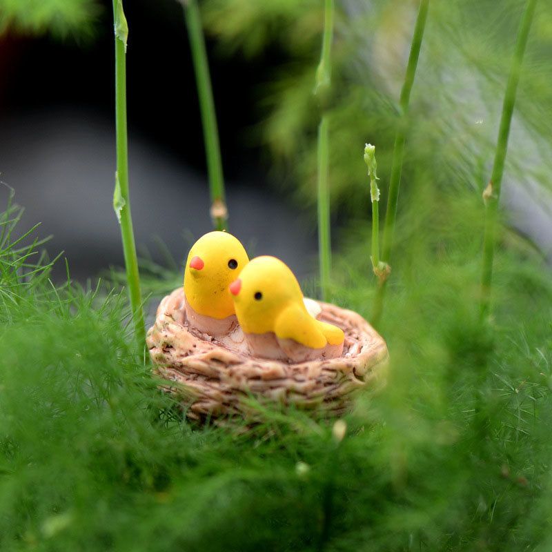 Fuglerede Lite Ornament Mose Innredningsartikler Hjem Sukkulent Plantedekorasjon